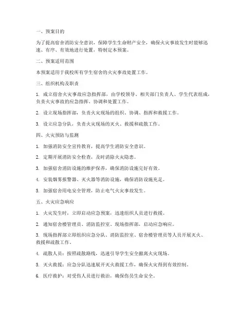 宿舍火灾应急预案范本
