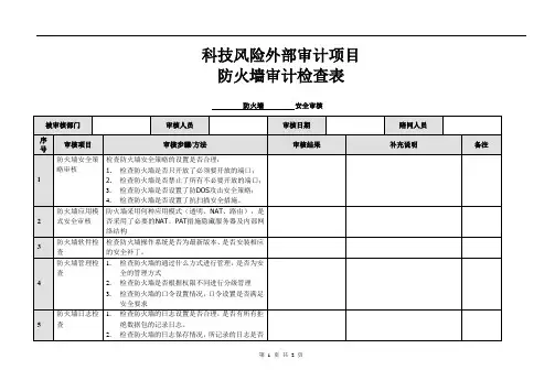信息安全_风险评估_检查流程_防火墙安全评估检查表Firewall