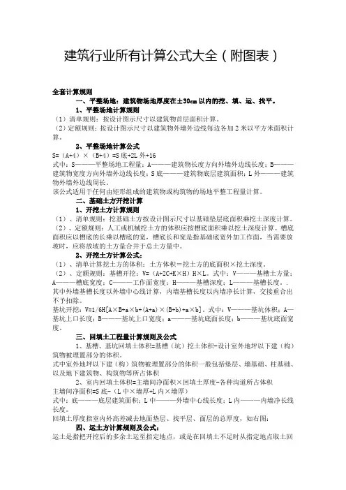 建筑行业所有计算公式大全