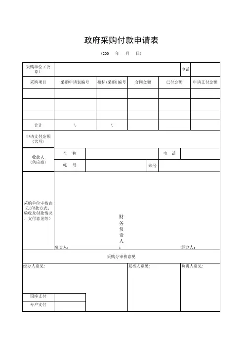 政府采购付款申请表1
