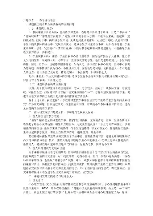 教学评价语言开题报告