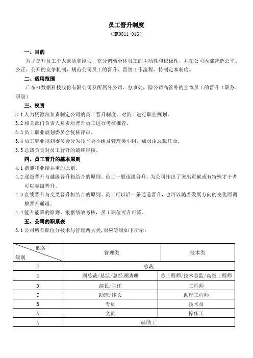 员工晋升制度附表格及流程