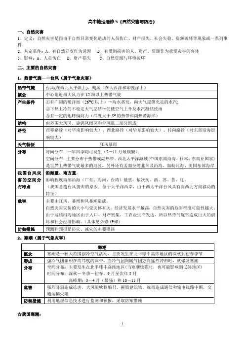 高中地理选修5自然灾害知识点