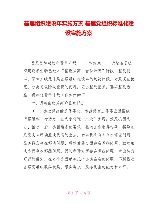 基层组织建设年实施方案基层党组织标准化建设实施方案