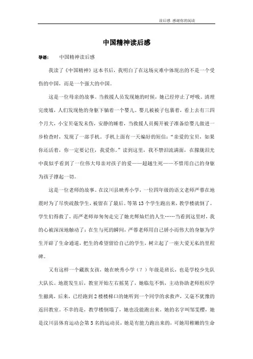 中国精神读后感