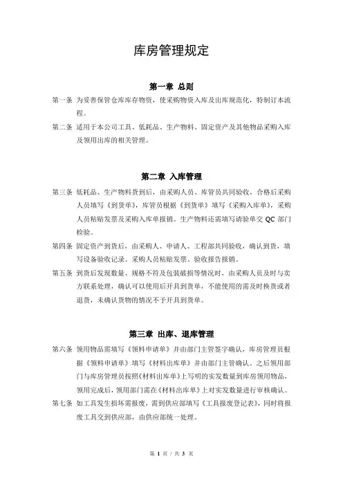 库房管理规定