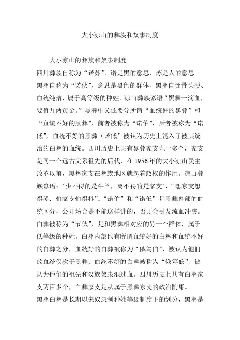 大小凉山的彝族和奴隶制度