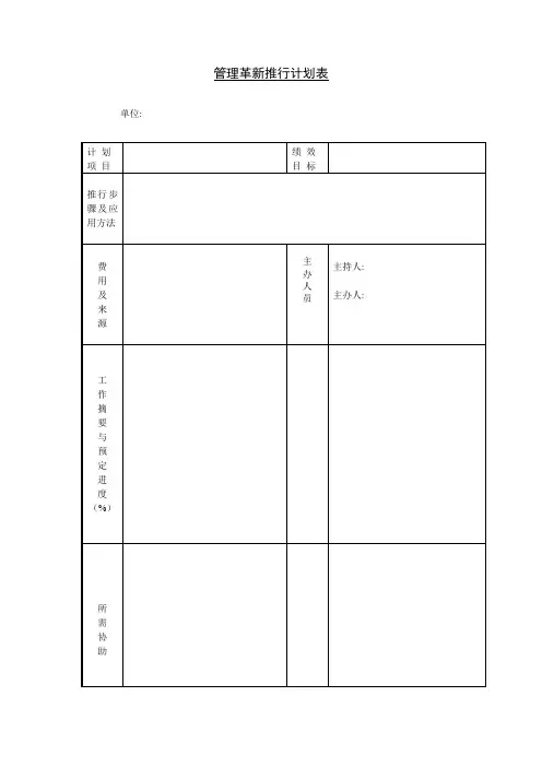 管理革新推行计划表