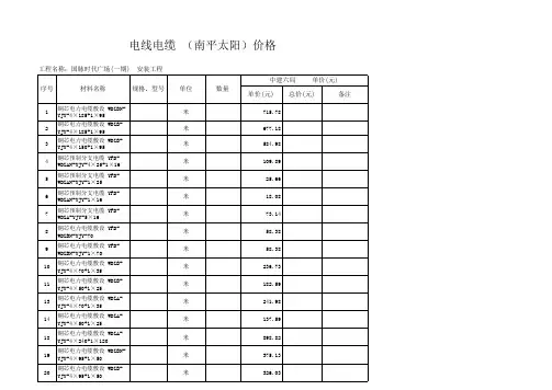 电线电缆价格报价表 (1)