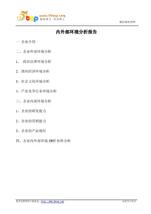 企业内外部环境分析报告