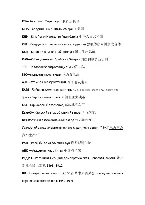 俄语缩略语