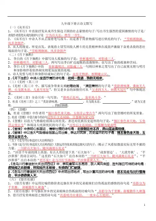 人教版九年级下册古诗文默写
