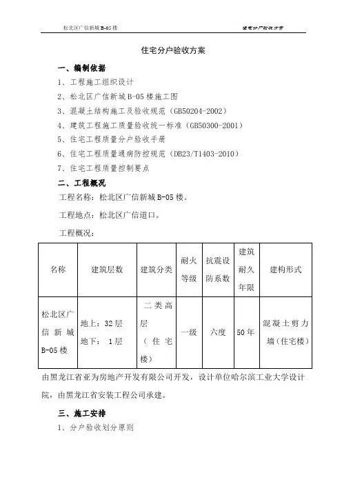 住宅分户验收方案松北广信新城概要
