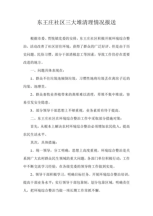 东王庄社区环境综合整治情况汇报