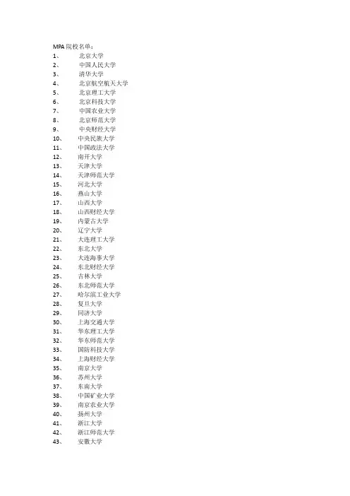 MPA院校名单