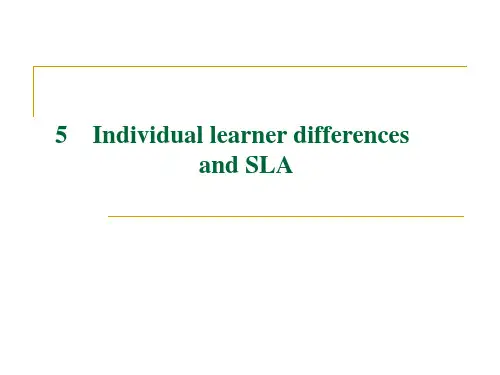 Individual learner differences and SLA