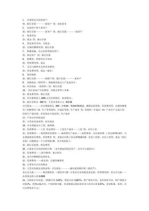 小规模纳税人 完整建账分录
