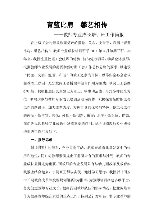 教师专业成长培训班工作简报