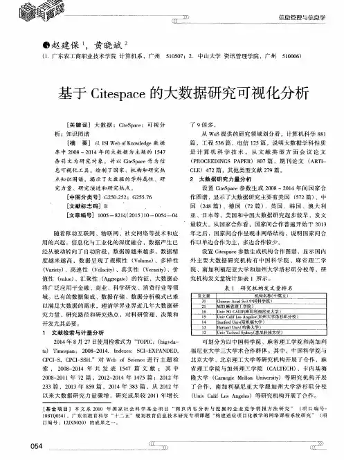基于Citespace的大数据研究可视化分析