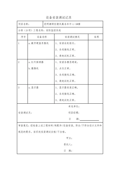 设备安装调试记录 2