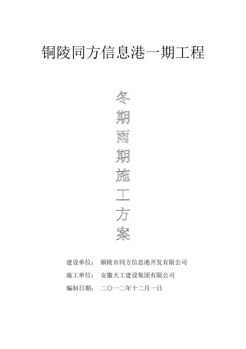 冬期雨期专项施工方案