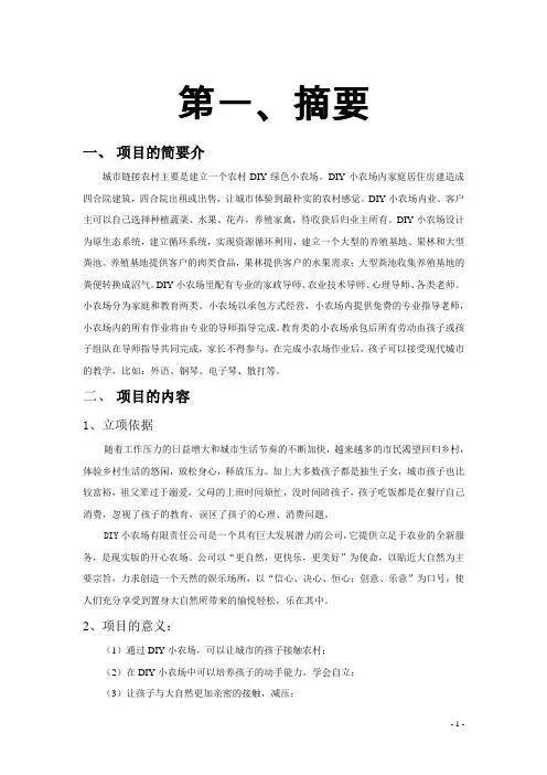 城市链接农村创业计划书