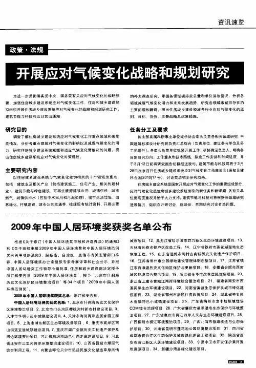 2009年中国人居环境奖获奖名单公布