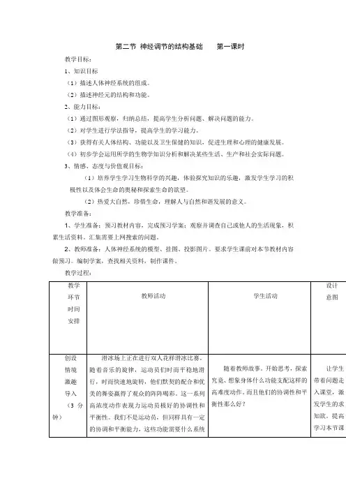 第二节 神经调节的结构基础    第一课时
