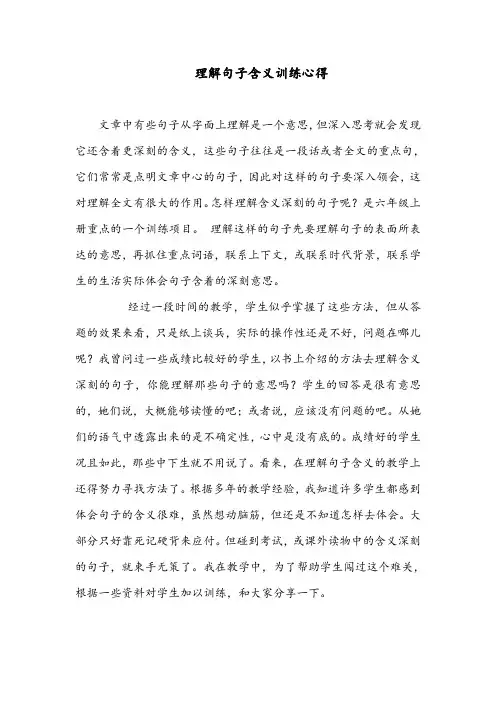 理解句子含义训练心得