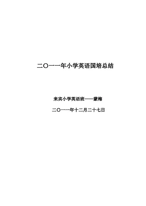 小学英语国培培训总结