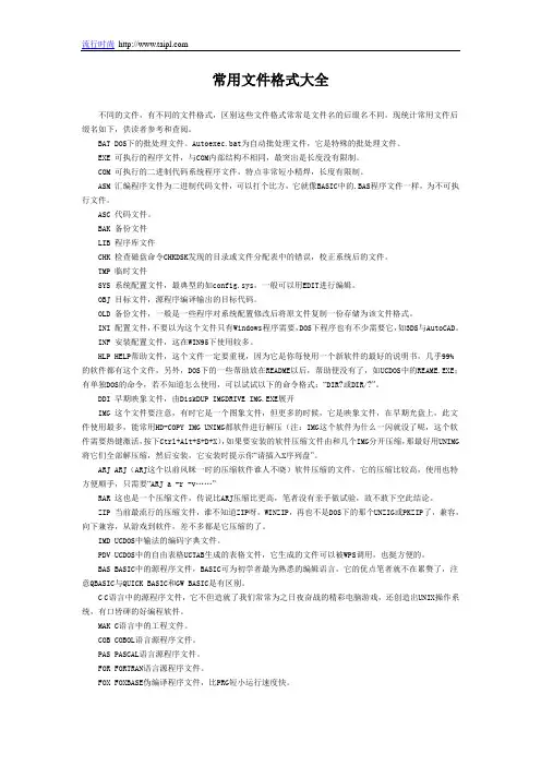 常用文件格式大全