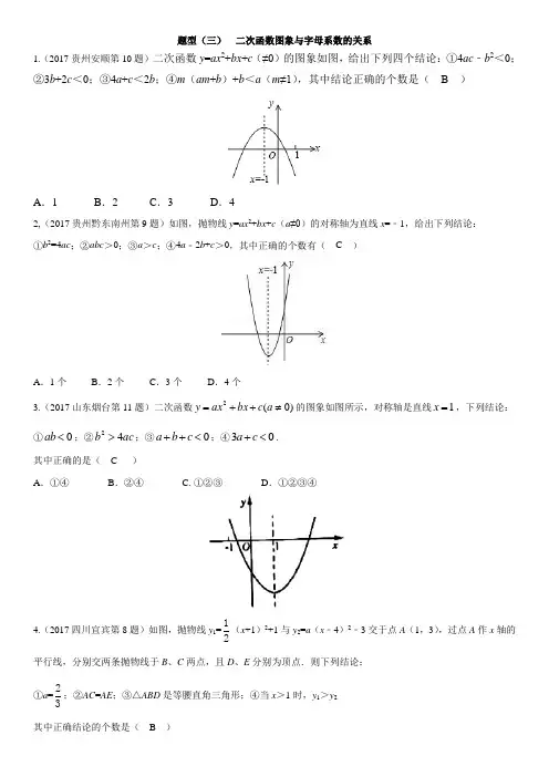 (三)二次函数图象与字母系数的关系(含答案)