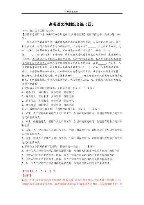 高考语文冲刺组合练(四)
