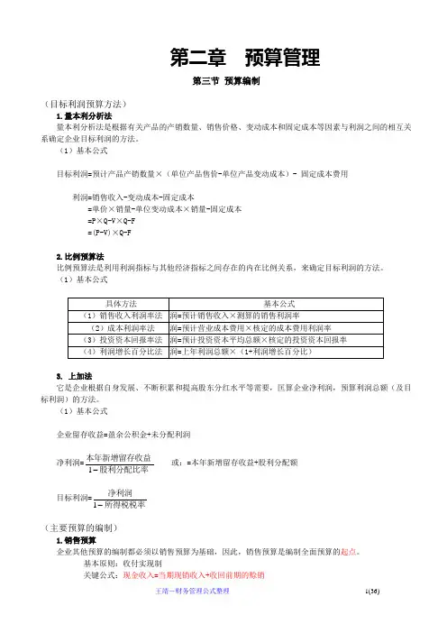 财务管理计算公式汇总
