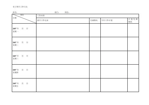 员工每日工作日志(模板)