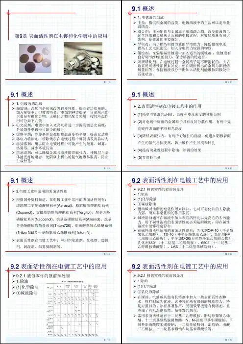 第9章 表面活性剂在电镀和化学镀中的应用