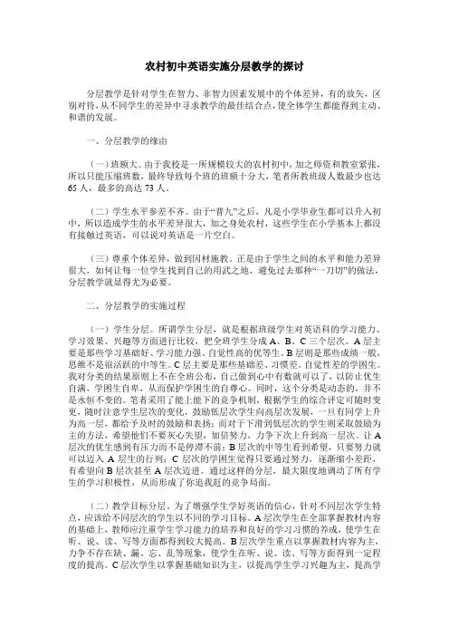 农村初中英语实施分层教学的探讨 2