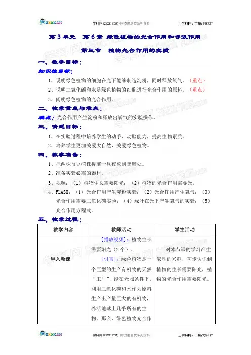 光合作用的实质教案