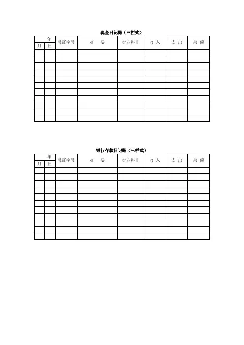 有用的会计模板三栏式