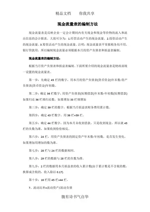 现金流量表的编制方法