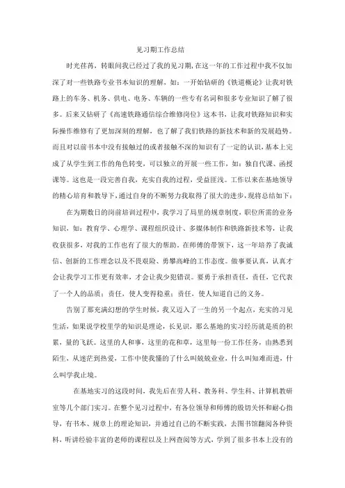 见习期工作总结