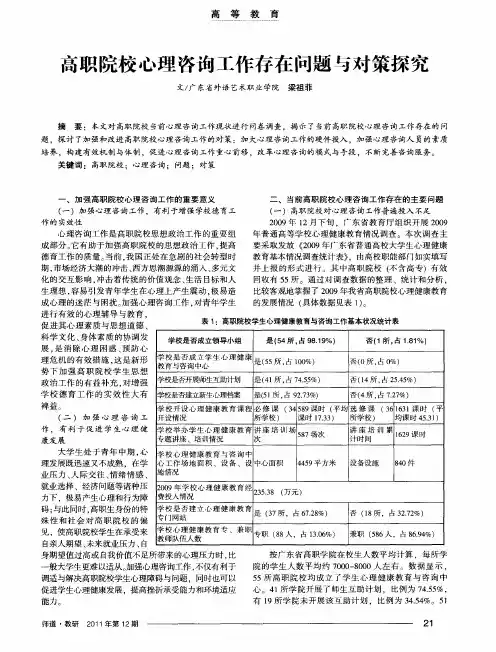 高职院校心理咨询工作存在问题与对策探究