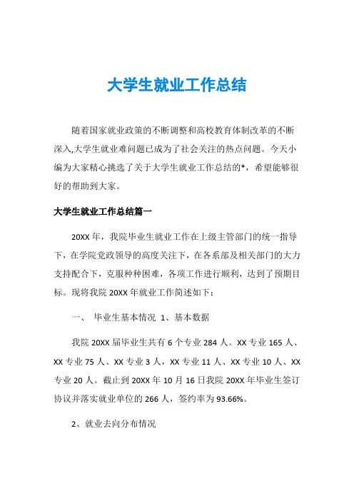 大学生就业工作总结 2