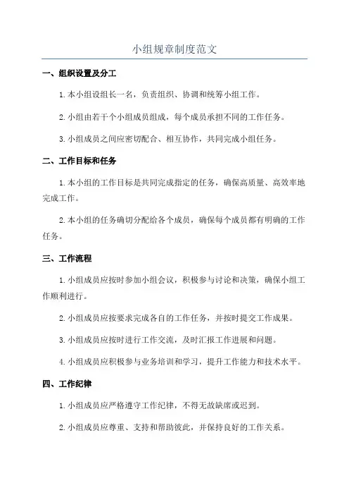 小组规章制度范文