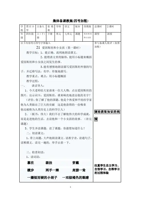 21 爱因斯坦和小女孩(第一课时)