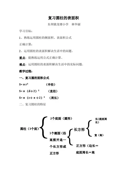 复习圆柱的表面积教案