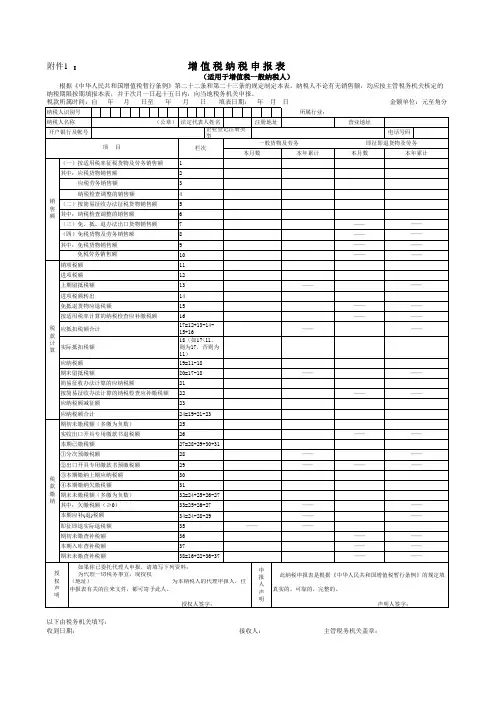 增值税申报表(一般纳税人)