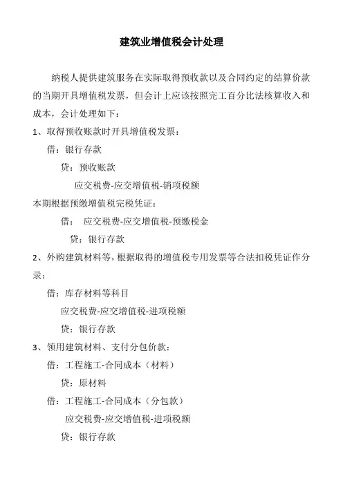 建筑业增值税会计处理