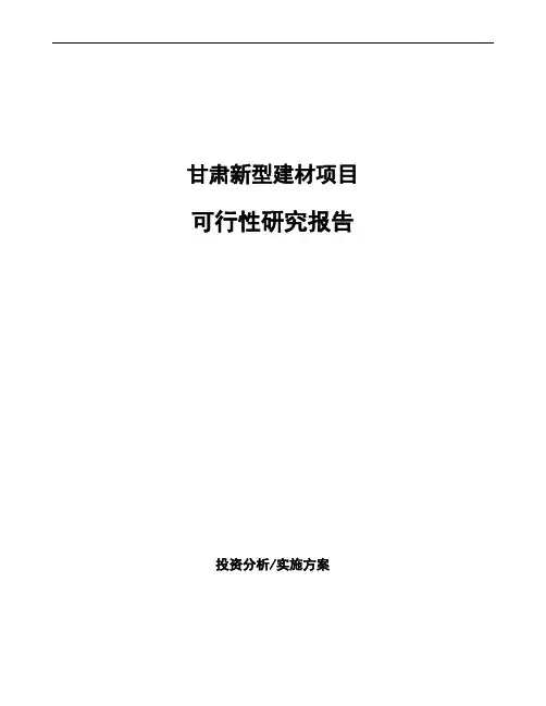 甘肃新型建材项目可行性研究报告