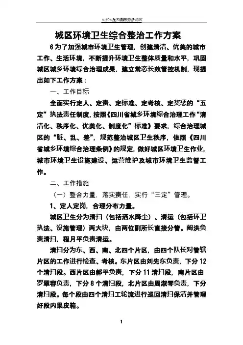 城区环境卫生综合整治工作方案